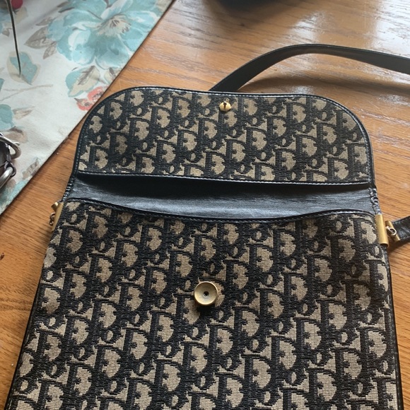 Vintage Christian Dior Trotter Canvas Leather Trim Shoulder Bag. Made in France - Picture 3 of 8